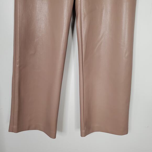 Aritzia Babaton Command Pant Vegan Leather Pants Mid-Rise Gold Camel Tan Size 8 - Picture 4 of 10
